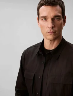 Calvin Klein LS COTTON NYLON EASY CROPPED SHI - Jackor & rockar| Overshirts