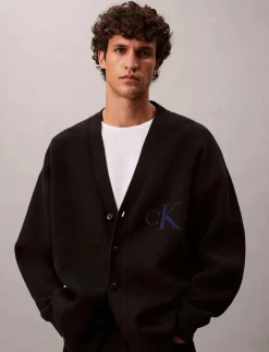 Calvin Klein Jeans Stickat|LS CTTN CASHMERE 3D LOGO CARDIGA - Koftor