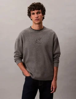 Calvin Klein Jeans LS EMBOSSED LOGO CREWNK SWEATER - Rundhalsad| Stickat|Sweatshirts & Huvtröjor