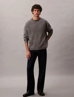 Calvin Klein Jeans LS EMBOSSED LOGO CREWNK SWEATER - Rundhalsad| Stickat|Sweatshirts & Huvtröjor