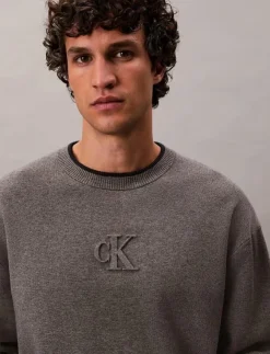 Calvin Klein Jeans LS EMBOSSED LOGO CREWNK SWEATER - Rundhalsad| Stickat|Sweatshirts & Huvtröjor