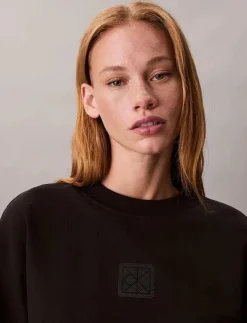 Kvinnor Calvin Klein Sweatshirts|LS PREMIUM TERRY EMBLEM LOGO CRE - Sweatshirts