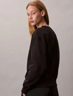 Kvinnor Calvin Klein Sweatshirts|LS PREMIUM TERRY EMBLEM LOGO CRE - Sweatshirts