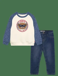 Barn Levi's Set|LVB SNIT MOTO CREW & DENIM SET - Set med långärmad t-shirt