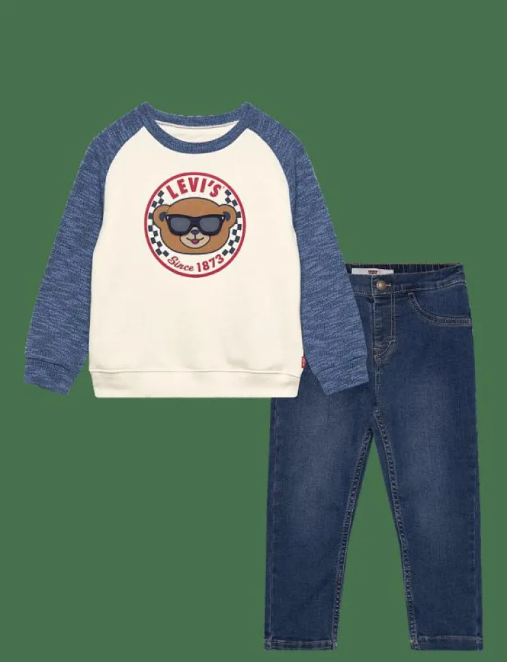 Barn Levi's Set|LVB SNIT MOTO CREW & DENIM SET - Set med långärmad t-shirt