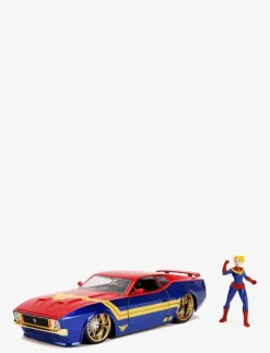 Barn Jada Toys Leksaksfordon & Bilar|Marvel Captain Marvel 1973 Ford Mustang Mach med Figur 1:24 - Leksaksbil