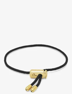 Nialaya Smycken|Men's Black String Bracelet with Adjustable Gold Lock - Armband