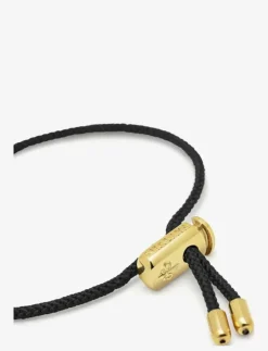 Nialaya Smycken|Men's Black String Bracelet with Adjustable Gold Lock - Armband