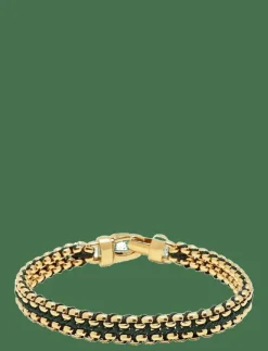 Nialaya Smycken|Men's Green Woven 8mm Box Chain Bracelet in Gold - Armband
