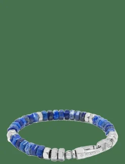 Nialaya Smycken|Men's Hexagon Beaded Bracelet with Blue Lapis and Silver - Armband
