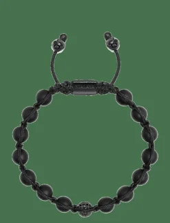 Nialaya Men's Silver Beaded Bracelet with Matte Onyx & CZ Beads - Armband| Smycken