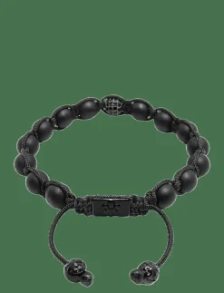 Nialaya Men's Silver Beaded Bracelet with Matte Onyx & CZ Beads - Armband| Smycken