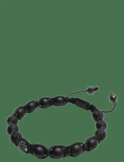 Nialaya Men's Silver Beaded Bracelet with Matte Onyx & CZ Beads - Armband| Smycken