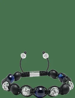 Nialaya Smycken|Men's Sterling Silver Beaded Bracelet with Matte Onyx, Lava Stone, and Blue Tiger Eye - Armband