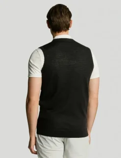 Lyle & Scott Sport Sweatshirts|Merino Blend Knitted V-Neck Vest - Stickat
