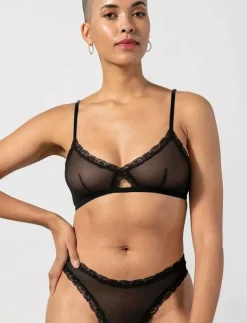 Understatement Underwear Mesh Lace Trim Triangle Bralette - Bralette|Kvinnor Bh:Ar