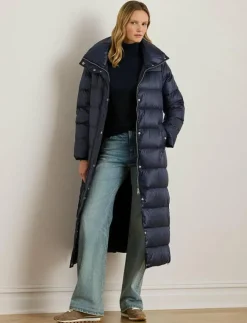 Kvinnor Lauren Ralph Lauren Jackor & Kappor|Metallic Funnelneck Down Maxicoat - Dunkappor