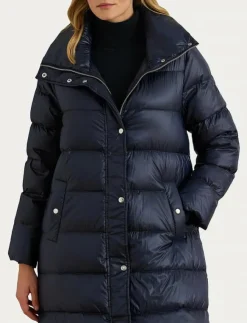 Kvinnor Lauren Ralph Lauren Jackor & Kappor|Metallic Funnelneck Down Maxicoat - Dunkappor