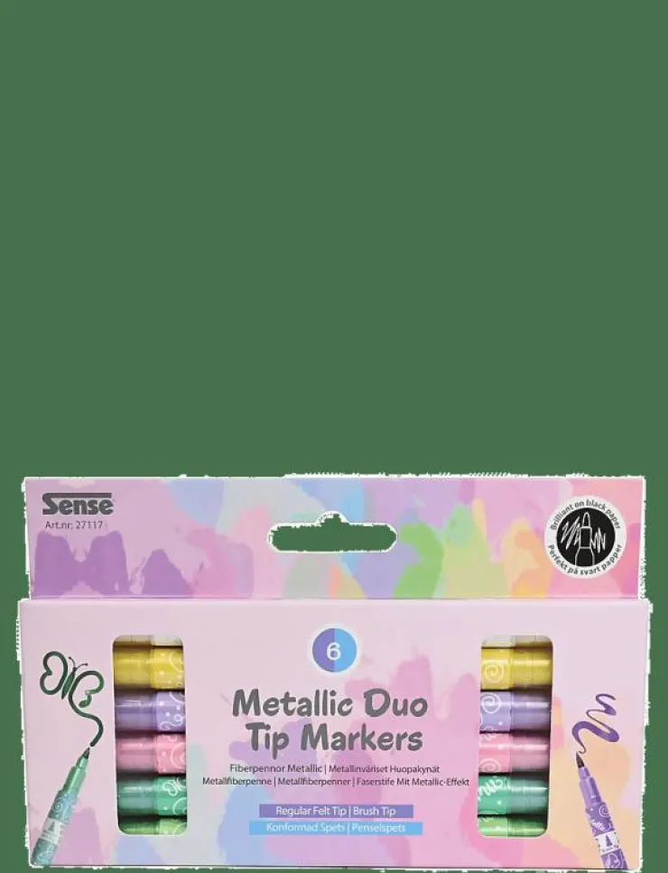Sense METALLISK DUO TIP MARKER 6P - Färgpennor|Barn Rita & Pyssla