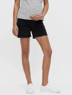 Kvinnor Mamalicious Mammakläder|Shorts|MLAMY SKINNY BLACK SHORTS V. - Jeansshorts