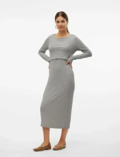 Kvinnor Mamalicious Mammakläder|MLBRYNNA JUNE LS JRS MIDI DRESS 2F NOOS - Fodralklänningar
