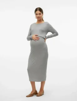 Kvinnor Mamalicious Mammakläder|MLBRYNNA JUNE LS JRS MIDI DRESS 2F NOOS - Fodralklänningar