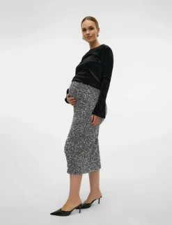 Kvinnor Mamalicious Mammakläder|MLGLITTER JRS SKIRT HW - Pennkjolar
