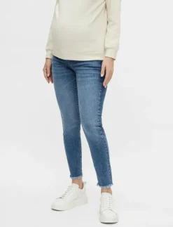 Kvinnor Mamalicious Mammakläder|MLMENDEZ SLIM FRAYED 7/8 JEANS - Slim jeans