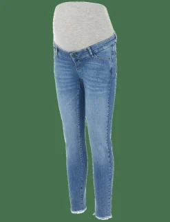 Kvinnor Mamalicious Mammakläder|MLMENDEZ SLIM FRAYED 7/8 JEANS - Slim jeans