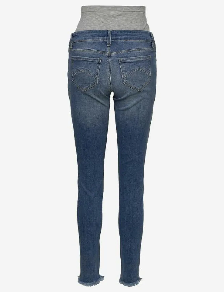 Kvinnor Mamalicious Mammakläder|MLMENDEZ SLIM FRAYED 7/8 JEANS - Slim jeans