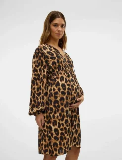Kvinnor Mamalicious Mammakläder|MLNALENE LS WO DRESS ABK - Midiklänningar
