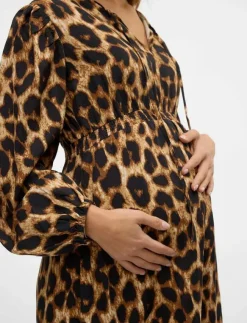 Kvinnor Mamalicious Mammakläder|MLNALENE LS WO DRESS ABK - Midiklänningar