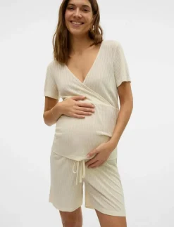 Kvinnor Mamalicious Mammakläder|Pyjamas & Loungewear|MLPANSY LIA SS JRS PYJAMAS SET 2F - Pyjamas