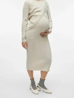 Kvinnor Mamalicious Mammakläder|MLRAYA KNIT MIDI SKIRT HW - Midi kjolar