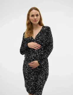 Kvinnor Mamalicious Mammakläder|MLSASSY LS JRS ABK DRESS - Festklänningar
