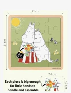 Barn Barbo Toys Pussel & Spel|Moomin - Wooden Square Puzzle - Hugs - Träpussel
