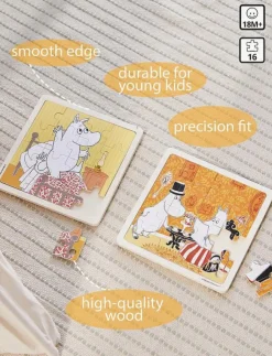 Barbo Toys Moomin - Wooden Square Puzzle - Bedtime Jumping - Träpussel|Barn Pussel & Spel