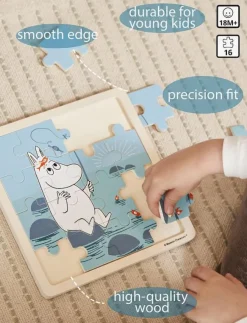 Barn Barbo Toys Pussel & Spel|Moomin - Wooden Square Puzzle - Fishing - Träpussel
