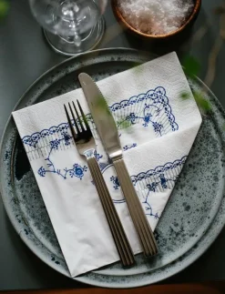 Kunstindustrien Musselmalet Lunch Napkins, 40x40, 20 pce - Servetter| Kökstextilier|Textilier