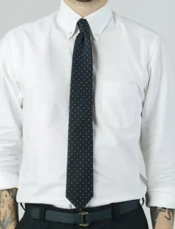 AN IVY Slipsar & Accessoarer|Navy Yellow Dots Silk Tie - Slipsar
