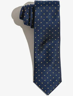 AN IVY Slipsar & Accessoarer|Navy Yellow Dots Silk Tie - Slipsar