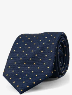 AN IVY Slipsar & Accessoarer|Navy Yellow Dots Silk Tie - Slipsar