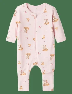 Barn name it Sovplagg|NBFNIGHTSUIT 2P ZIP FF ROSE DEER NOOS - One-sie