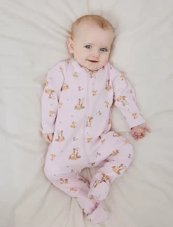 Barn name it Sovplagg|NBFNIGHTSUIT 2P ZIP FF ROSE DEER NOOS - One-sie