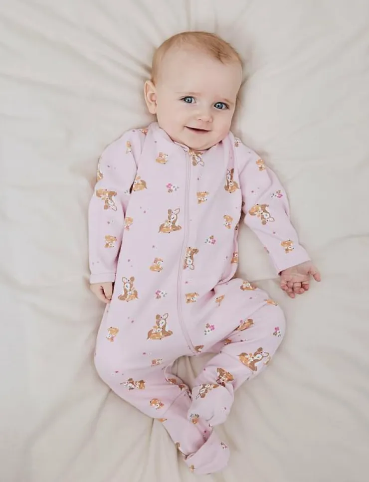 Barn name it Sovplagg|NBFNIGHTSUIT 2P ZIP FF ROSE DEER NOOS - One-sie