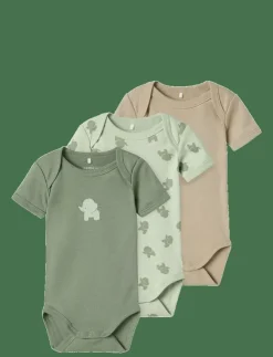 name it NBMBODY 3P SS ELEPHANT NOOS - Långärmad body|Barn Flerpack|Bodies