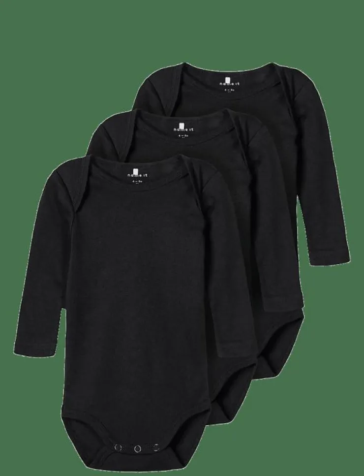 Barn name it Bodies|NBNBODY 3P LS SOLID NOOS - Långärmad body
