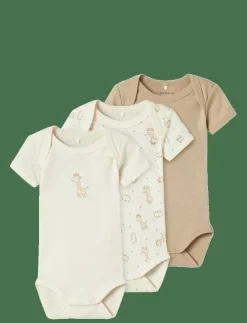 name it NBNBODY 3P SS GIRAFFE NOOS - Kortärmad body|Barn Flerpack