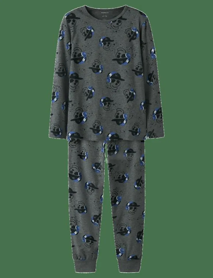 name it NKMNIGHTSET DARK GREY MEL SKULL NOOS - Set|Barn Sovplagg