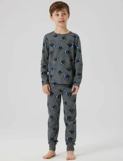 name it NKMNIGHTSET DARK GREY MEL SKULL NOOS - Set|Barn Sovplagg